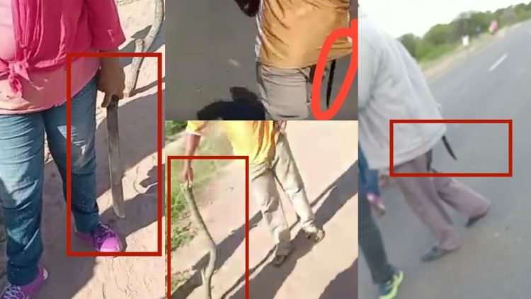 Originarios con armas blancas en el corte de la ruta 81