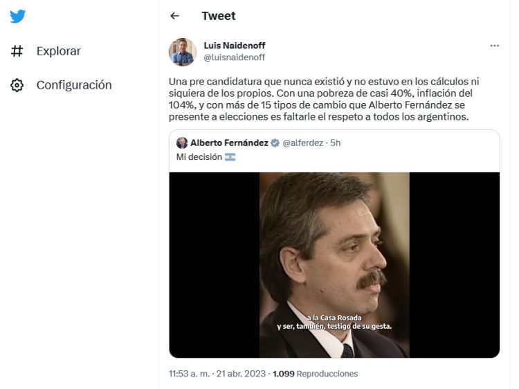 Naidenoff: “Que Fernández se presente a elecciones es faltarle el respeto a todos los argentinos”