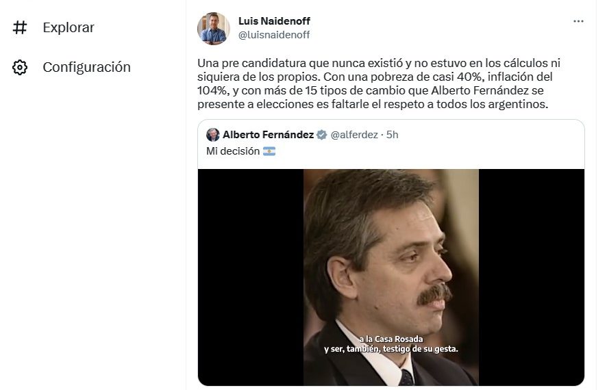 Naidenoff: “Que Fernández se presente a elecciones es faltarle el respeto a todos los argentinos”