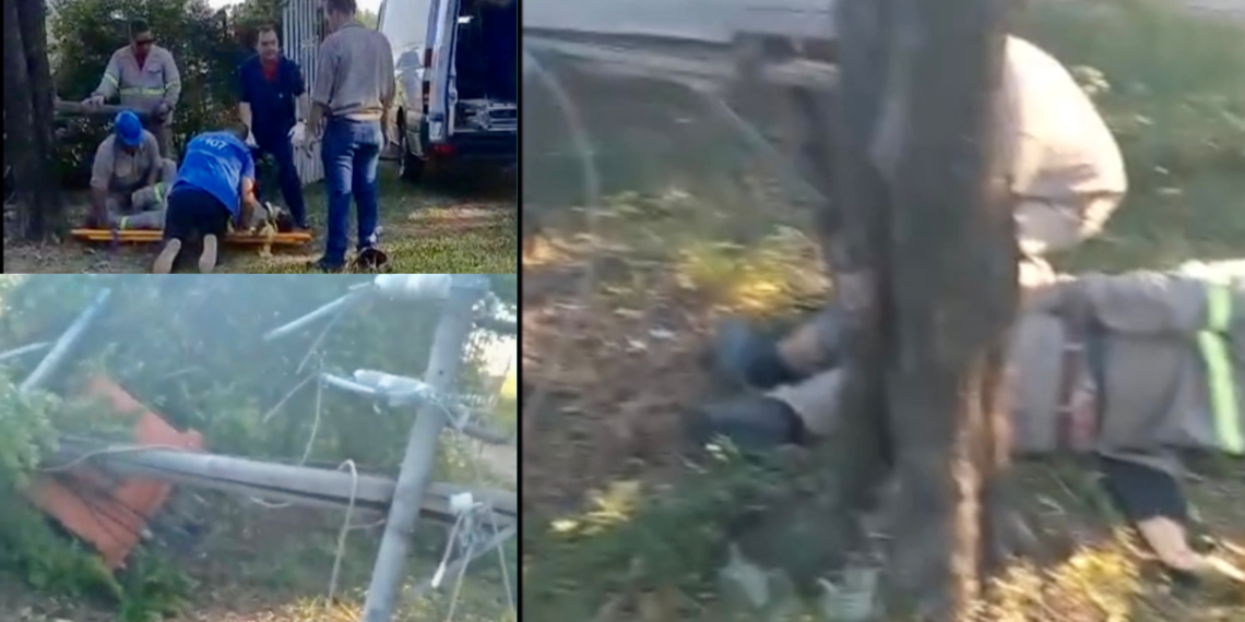 Otro obrero de REFSA que cayó de un poste (video)