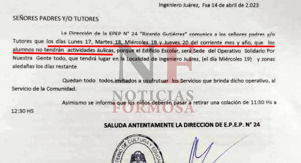 En una escuela de Juárez no habrá clases durante cuatro días «por el OPNGT»