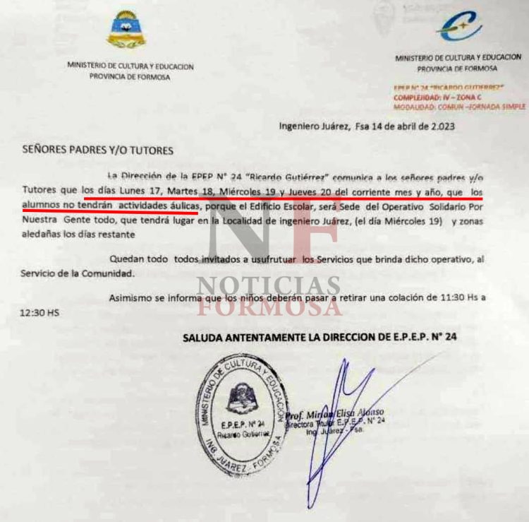 En una escuela de Juárez no habrá clases durante cuatro días «por el OPNGT»