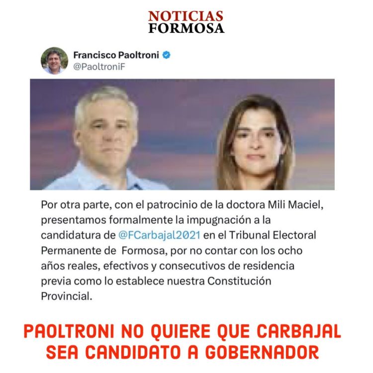 Paoltroni impugnó la candidatura a gobernador de Fernando Carbajal