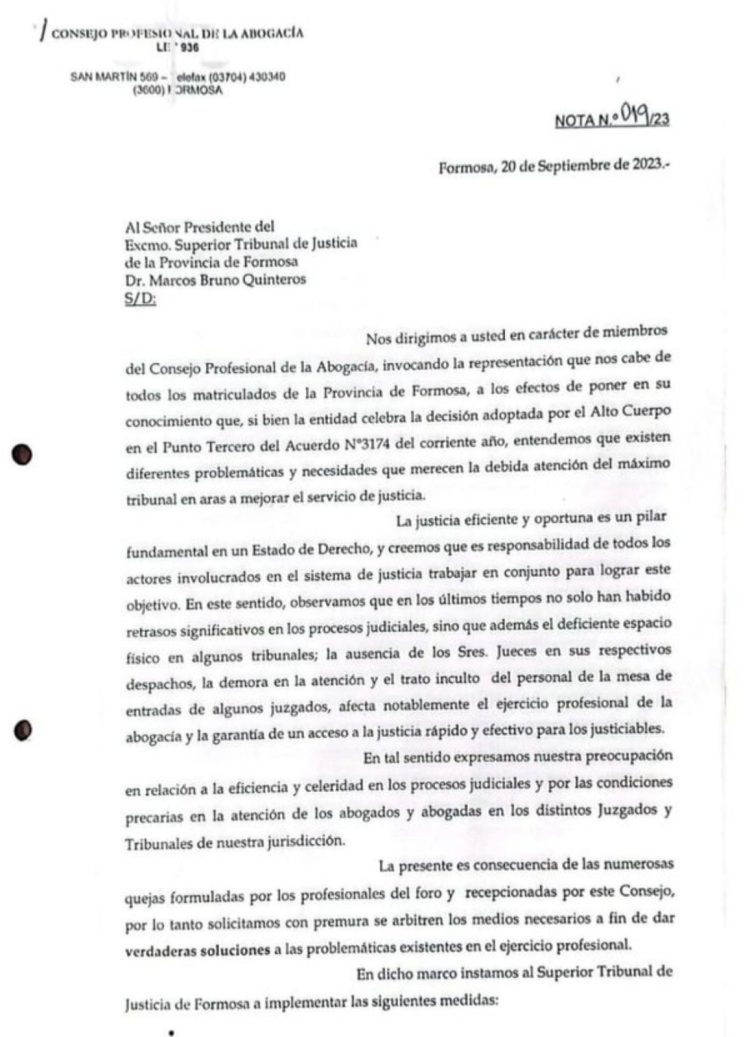 Preocupa al Consejo Profesional de la Abogacía la “ausencia de jueces” en sus despachos