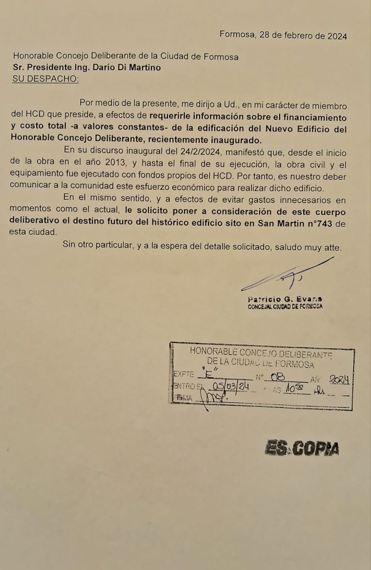 Evans le reclamó a Di Martino “más información para el contribuyente” sobre gastos del Concejo