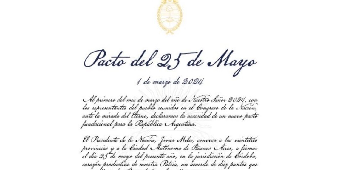 Milei convoca a los gobernadores: qué dice el «Pacto del 25 de Mayo»