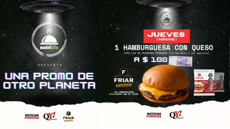 Nutrilife ofrece promoción de hamburguesa a $100 para este jueves