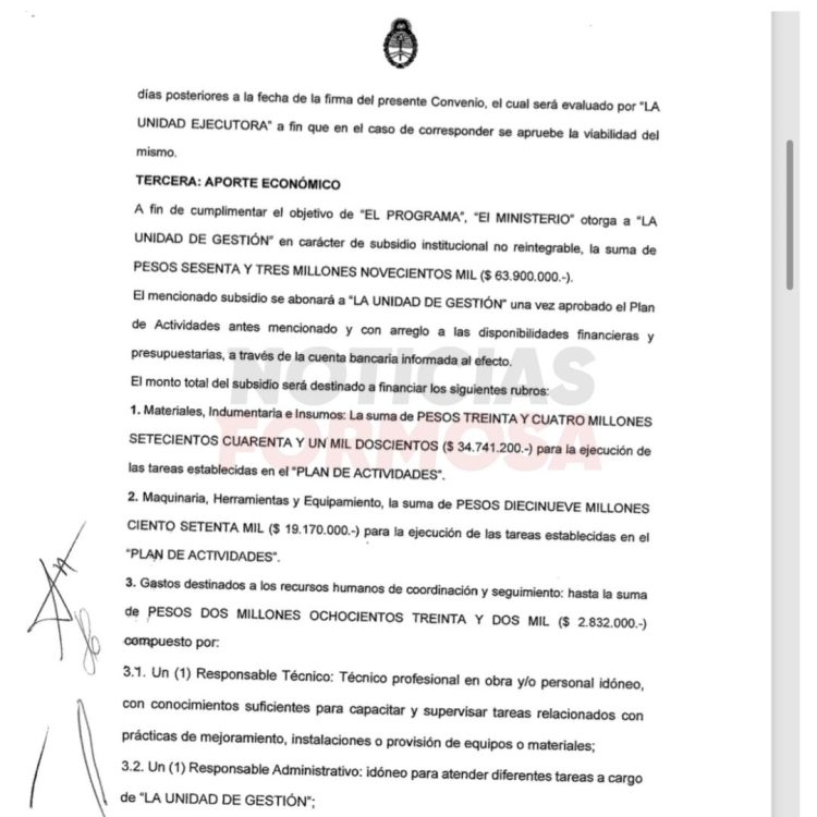 Potenciar Trabajo: Por acuerdo con Pérsico, destinaron $ 127 millones a fundación de Sinforiano López