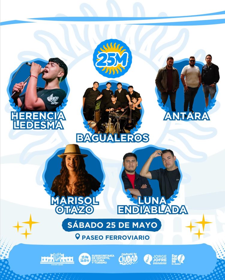 Esta será la grilla de artistas para la “Feria y Festival del 25 de Mayo”