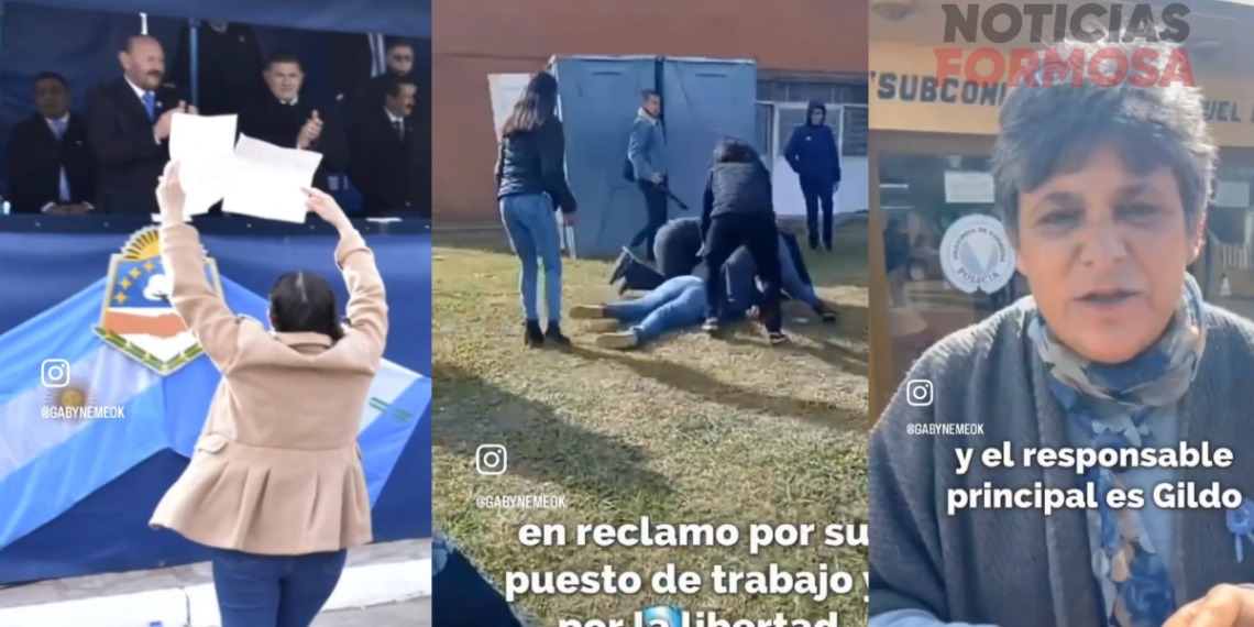 Denuncian “represión policial” después que una enfermera despedida mostró un cartel a Gildo Insfrán; está detenida (videos)