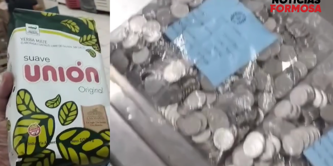 Pagó un kilo de yerba con mil monedas de $5 (video)
