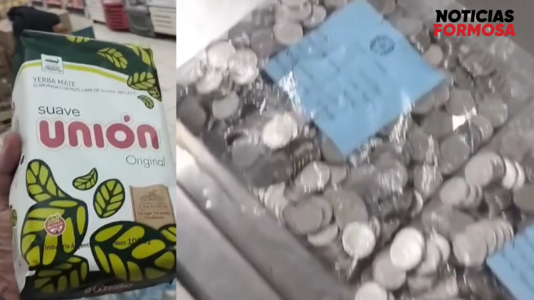 Pagó un kilo de yerba con mil monedas de $5 (video)