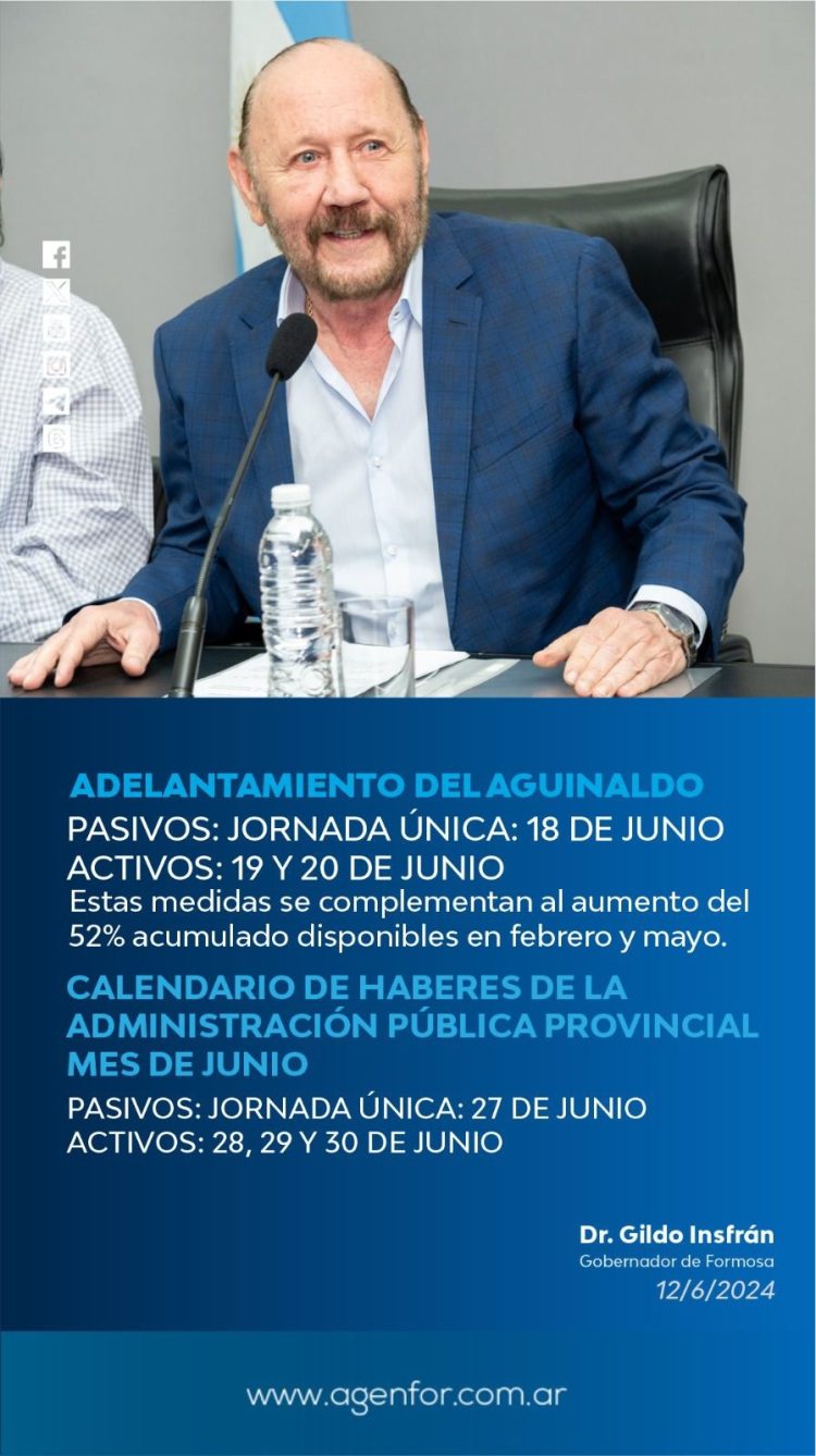 Insfrán anunció bono de $200 mil y adelanto del pago de aguinaldo que se pagarán la semana que viene