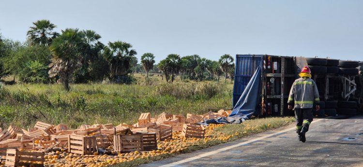 Volcó un camión en la ruta 11, cerca de Guaycolec