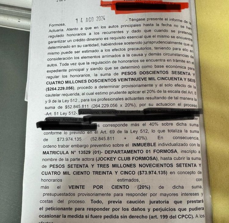 Embargaron sede social del Club Hípico de Formosa