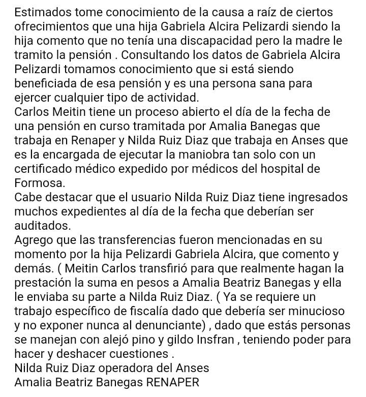 Denuncian “pensiones ilegalmente otorgadas” en Misión Laishí, el caso llegó a la Oficina Anticorrupción. Involucran al RENAPER y ANSES
