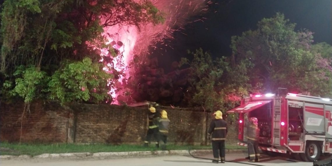 Un incendio intencional destruyó 20 toneladas de rollizos en la fábrica de Unitán