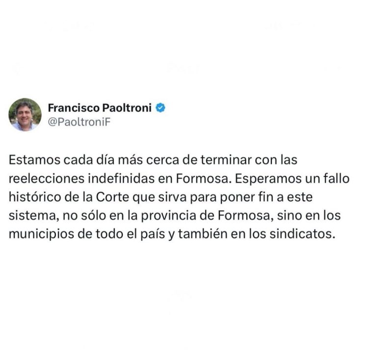 “Estamos cerca de terminar con las reelecciones indefinidas” dijo Paoltroni