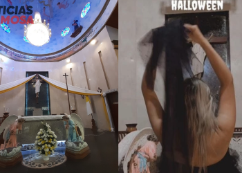 Halloween: influencer hizo fotos y videos “con vestimentas y poses poco acordes” en la capilla del Divino Niño
