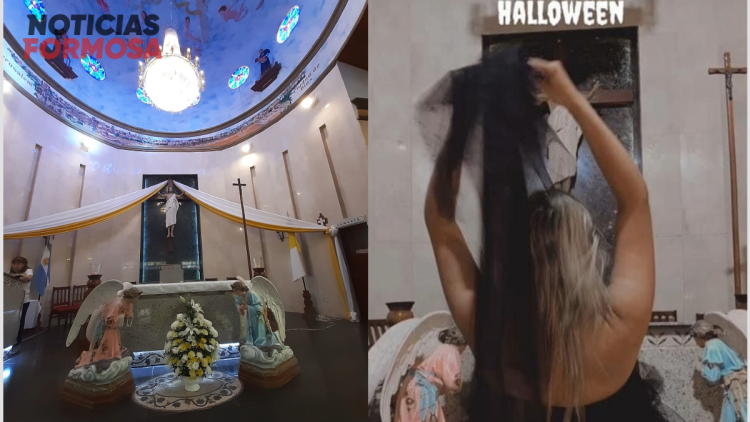 Halloween: influencer hizo fotos y videos “con vestimentas y poses poco acordes” en la capilla del Divino Niño