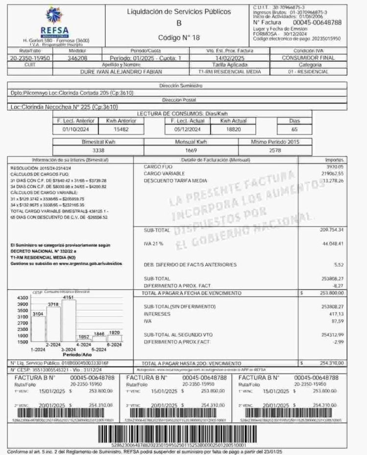 Ocampo comparó las tarifas de luz de Formosa y Chaco: “en nuestra provincia los aumentos son discrecionales”