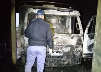 Un camión de mediano porte ardió en llamas: investigan un incendio intencional