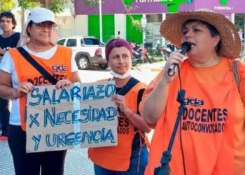 El gremio Docentes Autoconvocados se movilizó en contra la reforma laboral