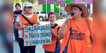 El gremio Docentes Autoconvocados se movilizó en contra la reforma laboral