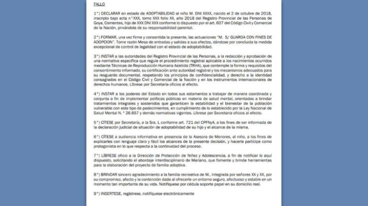 Una jueza de Corrientes ordenó el estado de adoptabilidad de un menor: «El amor no alcanza cuando falta el cuidado»